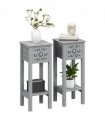 Elegant Floral Design Grey MDF Storage Unit Set - Durable & Stylish