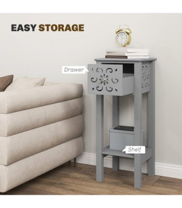 Elegant Floral Design Grey MDF Storage Unit Set - Durable & Stylish