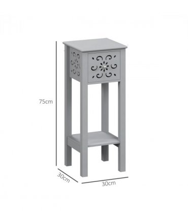 Elegant Floral Design Grey MDF Storage Unit Set - Durable & Stylish