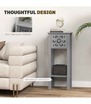 Elegant Floral Design Grey MDF Storage Unit Set - Durable & Stylish