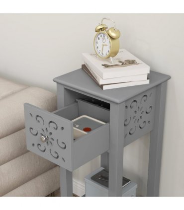 Elegant Floral Design Grey MDF Storage Unit Set - Durable & Stylish