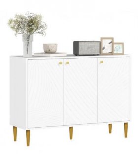 Elegant White Sideboard with Adjustable Shelves & Multi-Use Storage Cabinet
