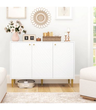 Elegant White Sideboard with Adjustable Shelves & Multi-Use Storage Cabinet