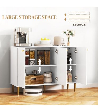 Elegant White Sideboard with Adjustable Shelves & Multi-Use Storage Cabinet