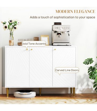 Elegant White Sideboard with Adjustable Shelves & Multi-Use Storage Cabinet
