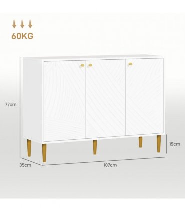 Elegant White Sideboard with Adjustable Shelves & Multi-Use Storage Cabinet