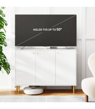 Elegant White Sideboard with Adjustable Shelves & Multi-Use Storage Cabinet
