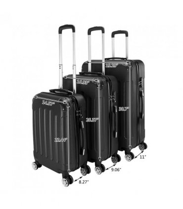 3 Pcs Suitcase Lightweight ABS Carry-on Hand Luggage 4 Spinner Wheels Trolley Case