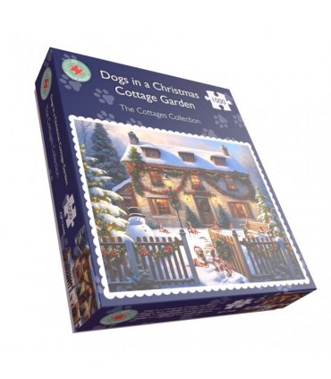 Dogs in a Christmas Cottage Garden 1000 Piece Jigsaw Puzzle