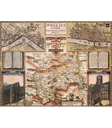 Middlesex Historical Map 1000 Piece Jigsaw Puzzle (1610)