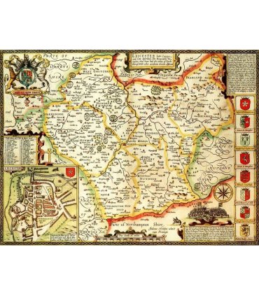 Leicestershire Historical Map 1000 Piece Jigsaw Puzzle (1610)
