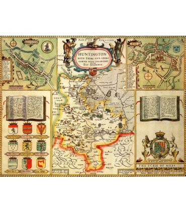 Huntingdonshire Historical Map 1000 Piece Jigsaw Puzzle (1610)