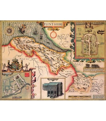 Flintshire Historical Map 1000 Piece Jigsaw Puzzle (1610)