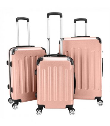 3 Pcs Suitcase Lightweight ABS Carry-on Hand Luggage 4 Spinner Wheels Trolley Case
