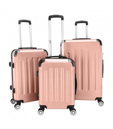 3 Pcs Suitcase Lightweight ABS Carry-on Hand Luggage 4 Spinner Wheels Trolley Case