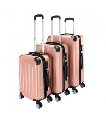 3 Pcs Suitcase Lightweight ABS Carry-on Hand Luggage 4 Spinner Wheels Trolley Case
