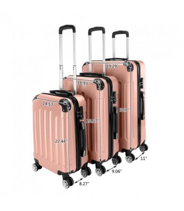 3 Pcs Suitcase Lightweight ABS Carry-on Hand Luggage 4 Spinner Wheels Trolley Case