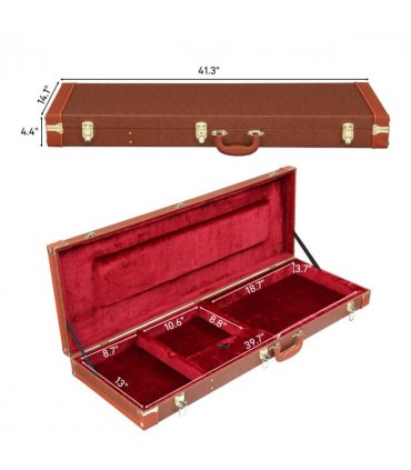 【Replace 82303602】 Electric Guitar Square PU Hard Case Fits ST TL Burning fire 170 Style Electric Guitar Brown