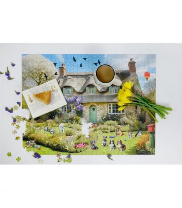 Dogs In A Spring Cottage Garden 1000 Piece Jigsaw