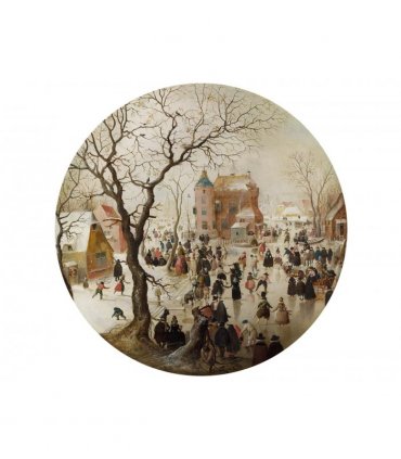 A Winter Scene with Skaters near a Castle - National Gallery 400 Piece Circular Jigsaw Puzzle