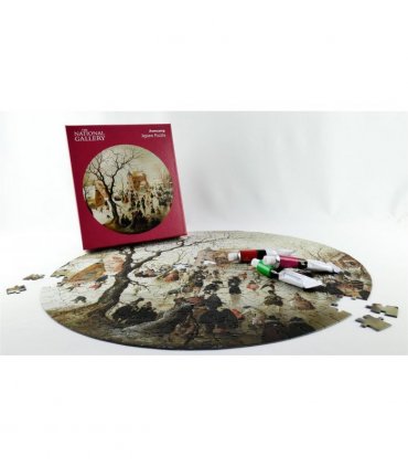 A Winter Scene with Skaters near a Castle - National Gallery 400 Piece Circular Jigsaw Puzzle