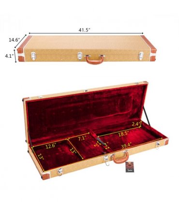 【Replace 24852220】High Grade Electric Guitar Square Hard Case for GST GTL 170 SG and Burning fire Style Flat Yellow