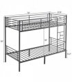 【 Same code 57955699】Twin Over Twin Bunk Bed for Kids Teens Adults, Heavy Duty Metal Bunk Bed with Ladder & Full-Length Guard Rail & Storage Space, Black