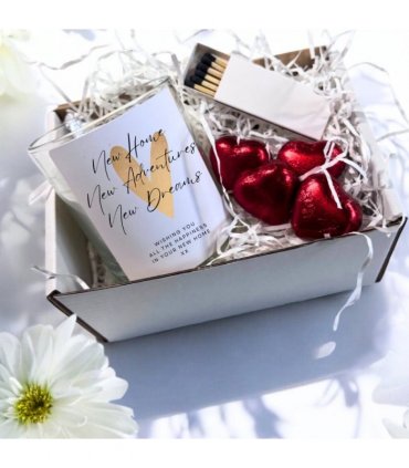 Gold Heart New Home Candle Gift Set | Housewarming Gift Box | New Home Couples Present | New Home Candle | First Home Gift UK