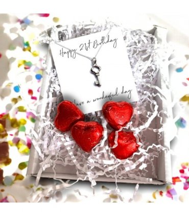 Happy 21st Birthday Necklace Mini Gift Hamper | 21st Key Necklace Gift | Daughters 21st Birthday | Girls 21st Birthday Gift Set UK