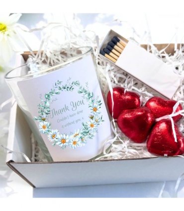 Thank You Daisy Flowers Candle Gift Set | Friends Gift Hamper | Teacher Gift Set | Gift To Say Thanks | Nurses Gift Box UK