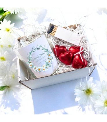 Thank You Daisy Flowers Candle Gift Set | Friends Gift Hamper | Teacher Gift Set | Gift To Say Thanks | Nurses Gift Box UK