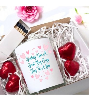 Sending You A Great Big Cozy  Hug In A Jar Candle Gift Set | Best Friend Gift | Scented Candle Gift Box | Message Candle |  Bereavment Gift