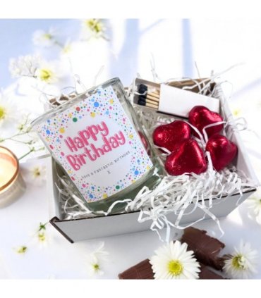 Happy Birthday Dotty Candle Gift Set | Birthday Gift Box For Her | Personalised Birthday Gift | Birthday Gift Hamper | Sisters Birthday Gift