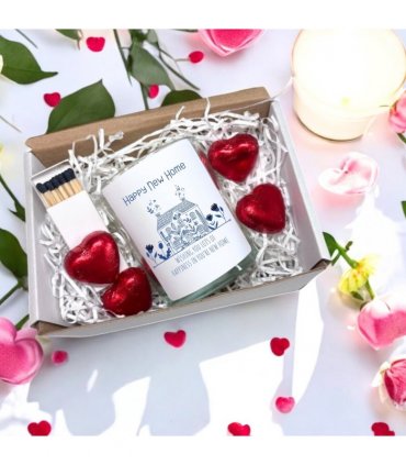 Happy New Home Candle Gift Set | New Home Hamper | New Home candle Gift Box | House Warming Gift | Couples New Home Gift | UK