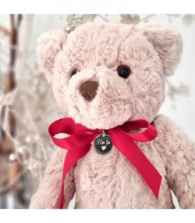 I Love You Teddy Bear  & Engraved Charm
