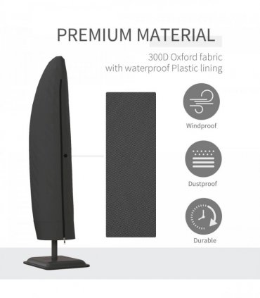 Outsunny Parasol Cover, Patio Cantilever Cover, Banana Umbrella Cover Black