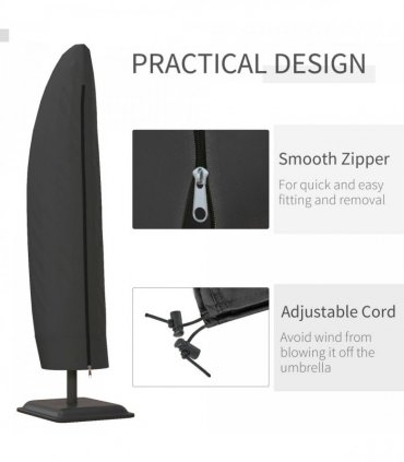 Outsunny Parasol Cover, Patio Cantilever Cover, Banana Umbrella Cover Black