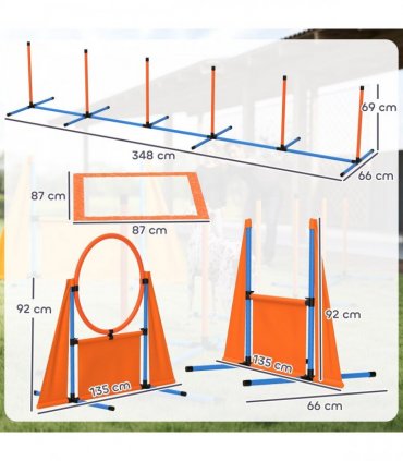 PawHut 6 Pieces Dog Agility Equipment, Obstacle Training Course Kit, Orange