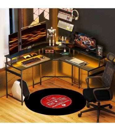 HOMCOM L Shaped Desk Corner Computer Desk with Monitor Stand, Black