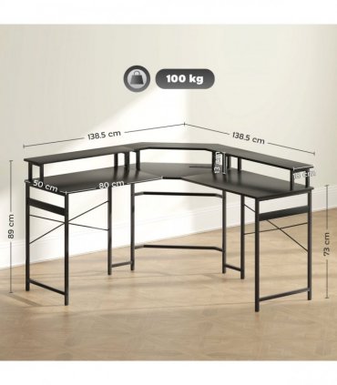 HOMCOM L Shaped Desk Corner Computer Desk with Monitor Stand, Black