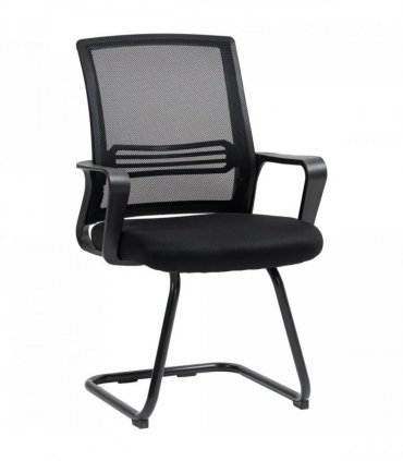 HOMCOM Meeting Office Chair, Mesh Reception Chair with Sled Base, Black