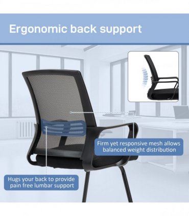 HOMCOM Meeting Office Chair, Mesh Reception Chair with Sled Base, Black