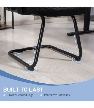 HOMCOM Meeting Office Chair, Mesh Reception Chair with Sled Base, Black