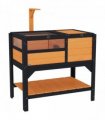 PawHut Wooden Tortoise House w/ Run, Shelter, Shelf, Lamp Holder, Yellow