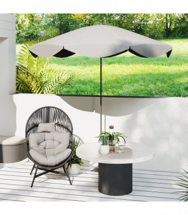Outsunny Standing Rattan Garden Egg Chair with Headrest, Charcoal Grey