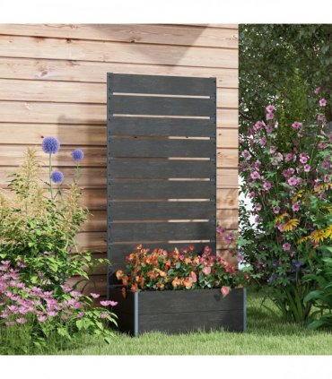Outsunny Raised Garden Bed with Trellis and Drainage Hole, Planter Box Black