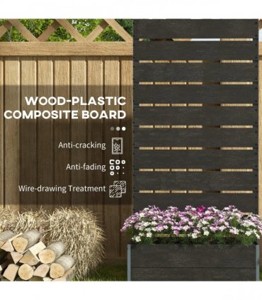 Outsunny Raised Garden Bed with Trellis and Drainage Hole, Planter Box Black