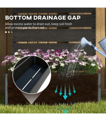 Outsunny Raised Garden Bed with Trellis and Drainage Hole, Planter Box Black