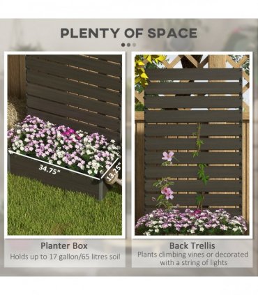 Outsunny Raised Garden Bed with Trellis Standing Patio Planter Box Black