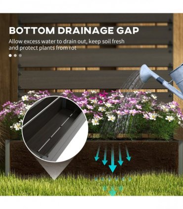 Outsunny Raised Garden Bed with Trellis Standing Patio Planter Box Black